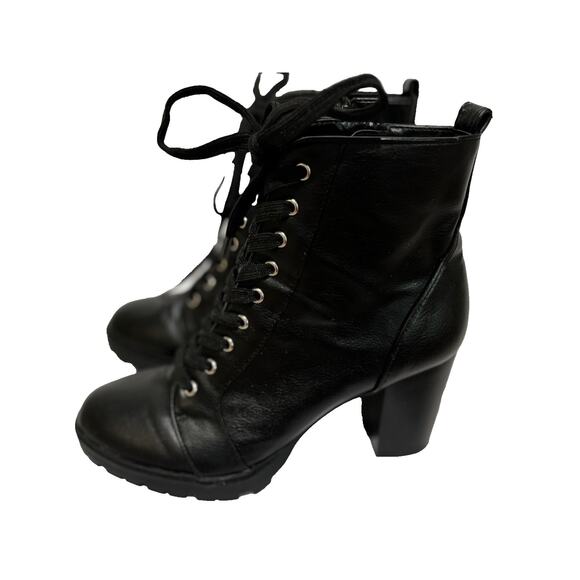 Brash block heel Chunky Combat Boots Women's Sz 8.5 Black Zipper Grunge goth - Picture 3 of 12